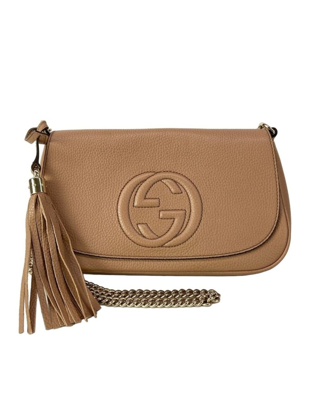 Gucci Shoulder Bag Soho Beige Leather